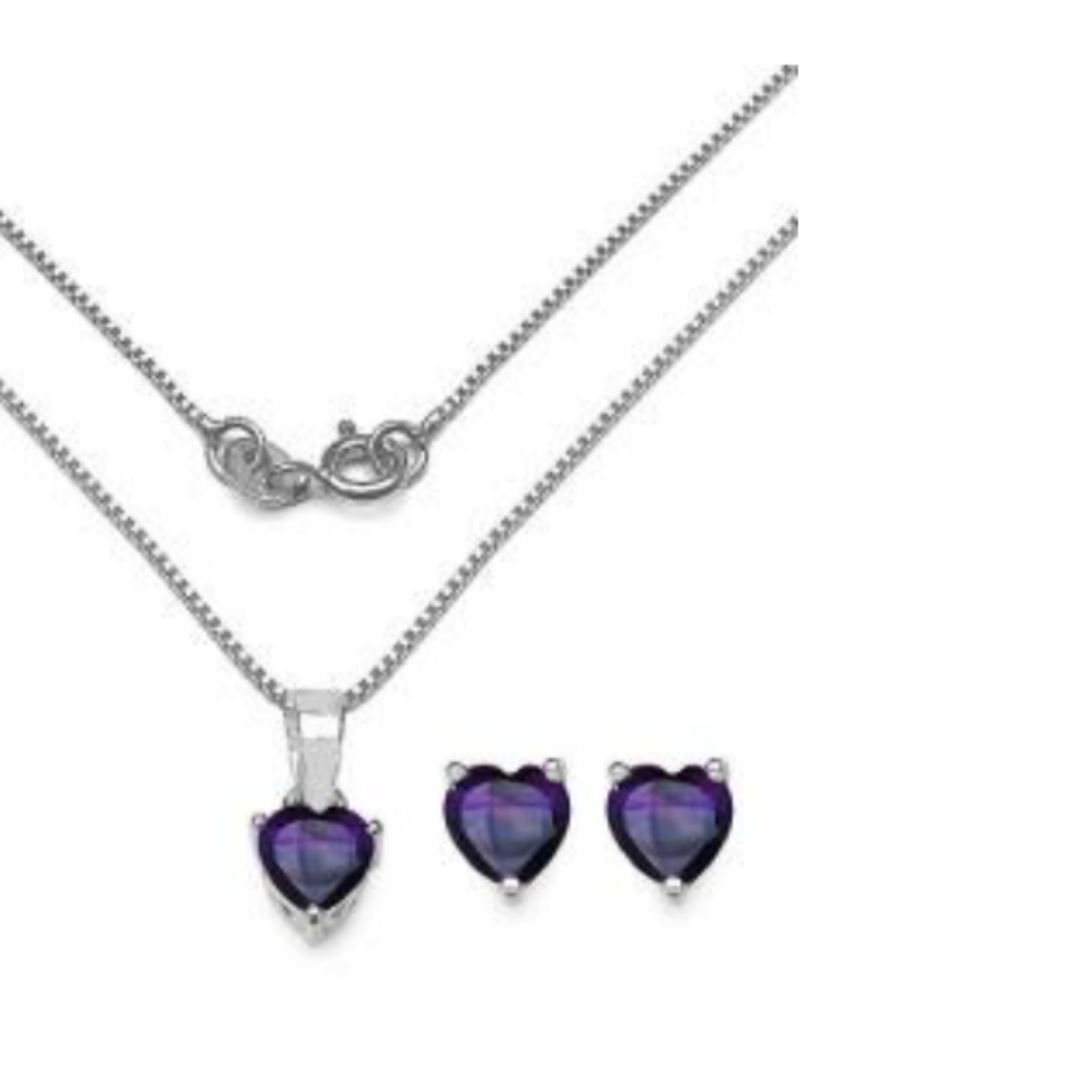 Elegant 1.6 CT Amethyst Necklace with Matching Earrings